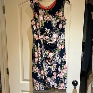 Blue Ruched Sheath Midi Dress for Wedding Guest